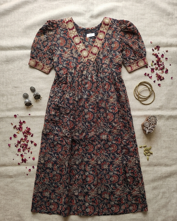 Pure Ajrakh Cotton Handcrafted Festive Gown
