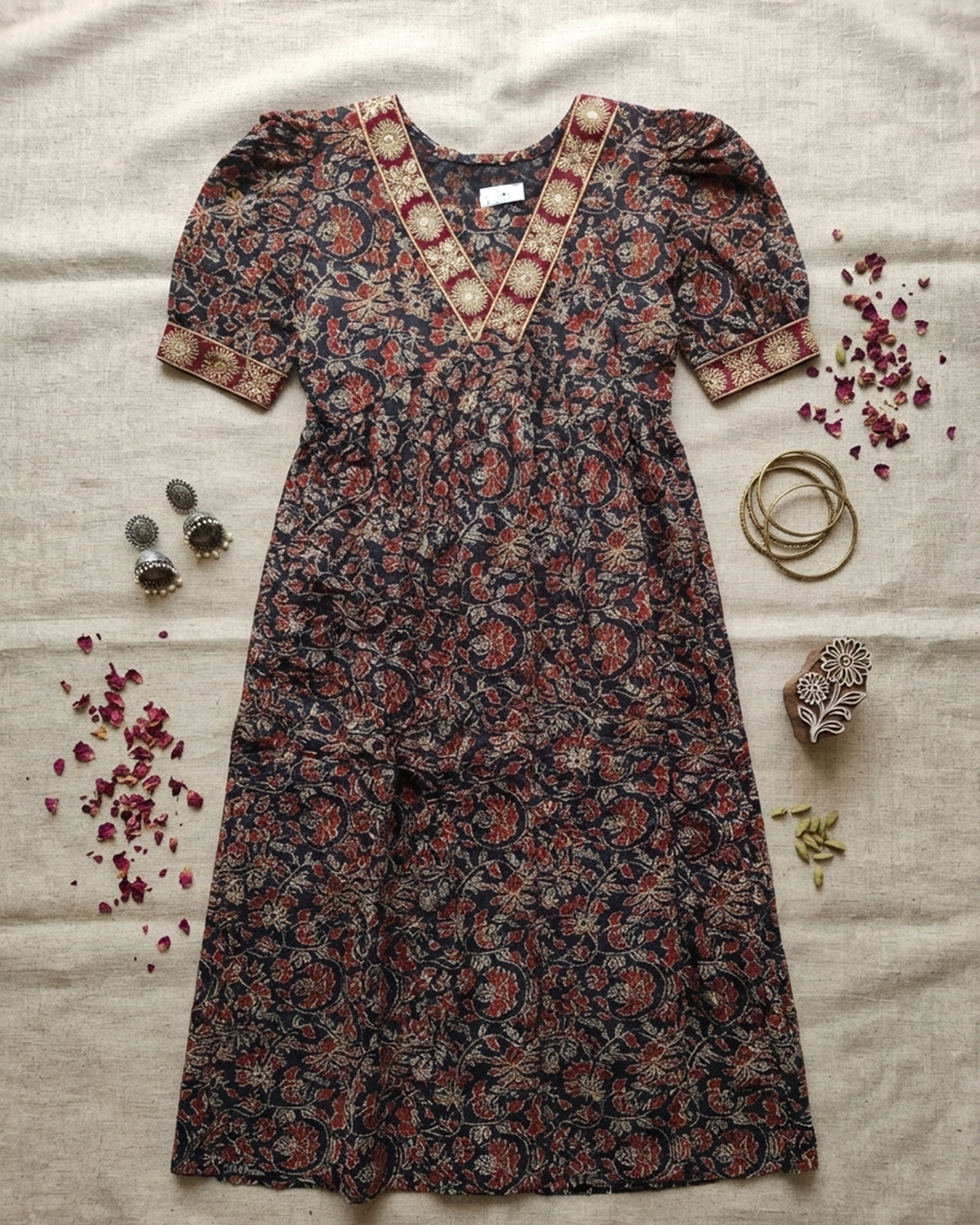 Pure Ajrakh Cotton Handcrafted Festive Gown