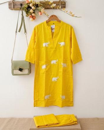 Elephant Embroidered Kurta Set