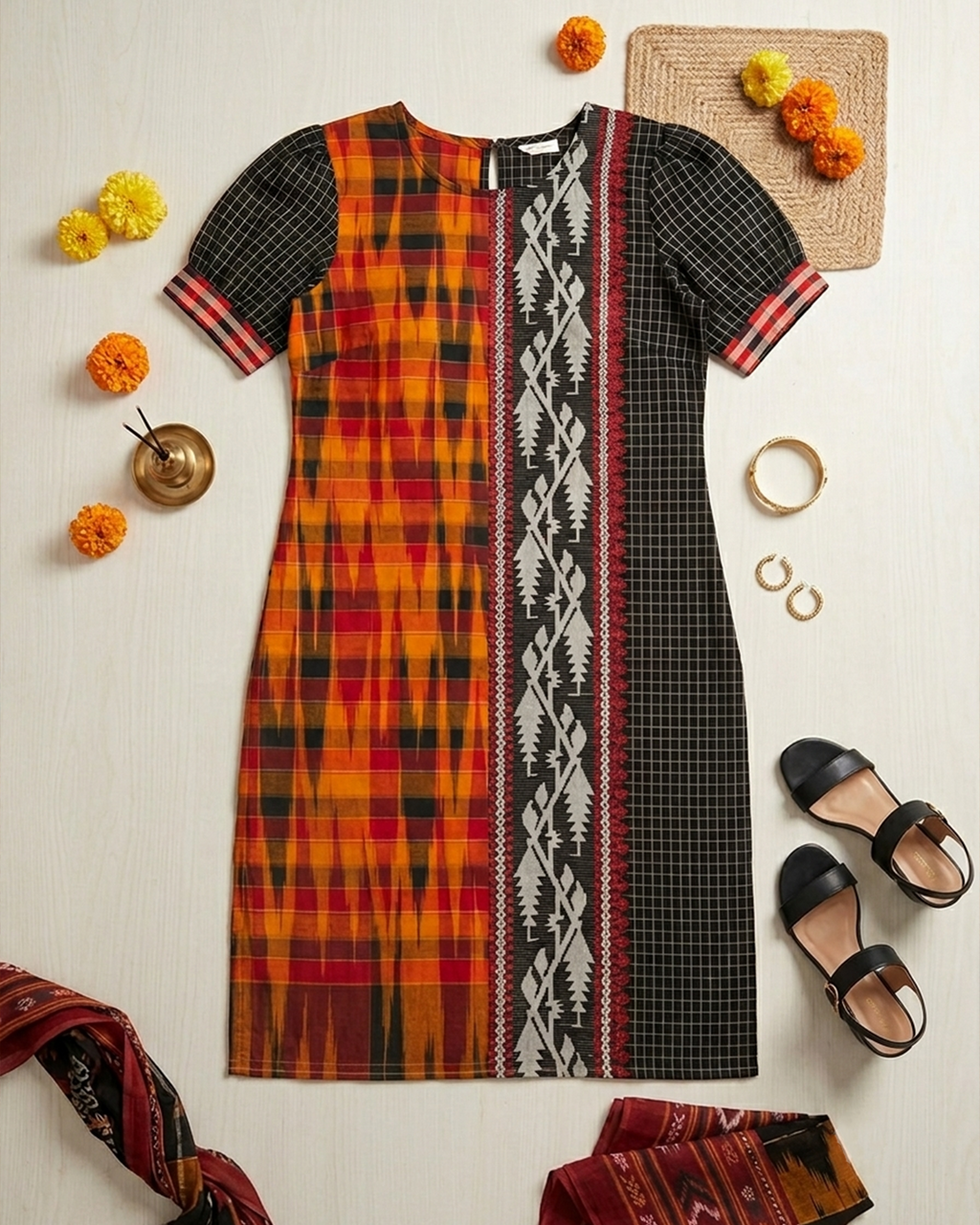 Jamdani & Gamcha Pattern Cotton Kurti