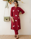Elephant Embroidered Kurta Set