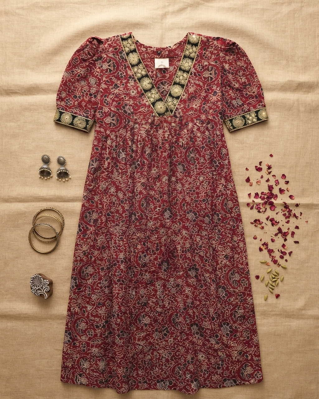 Pure Ajrakh Cotton Handcrafted Festive Gown