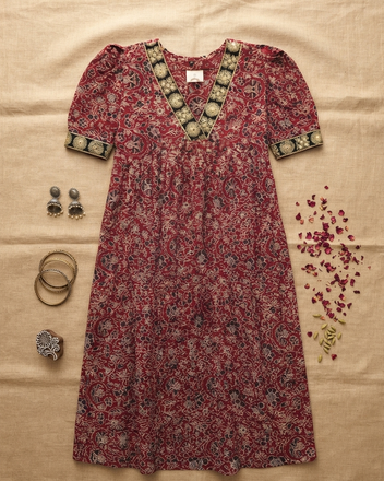 Pure Ajrakh Cotton Handcrafted Festive Gown