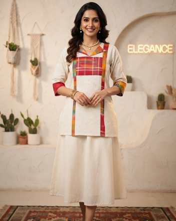Khadi Cotton Gamcha Patchwork Short Kurti