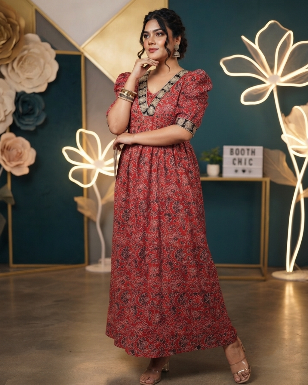 Pure Ajrakh Cotton Handcrafted Festive Gown
