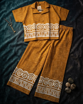 Geometric Embroidered Soft Cotton Co-Ord Set with Palazzo