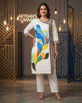Cotton Angrakha Style Kurti with Floral Motif & Ajrakh Panel