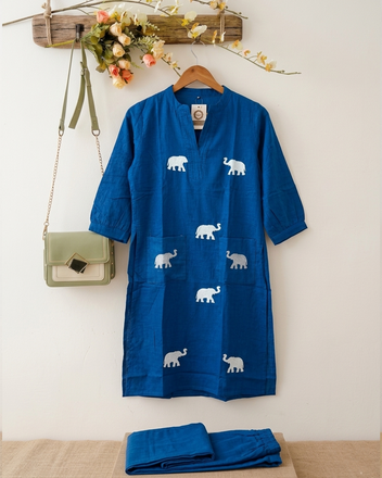 Elephant Embroidered Kurta Set