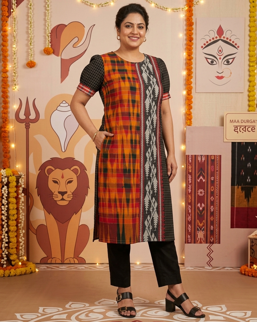 Jamdani & Gamcha Pattern Cotton Kurti
