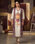 Maa Durga Hand-Painted Malai Cotton Kurti with Kathastich Panel