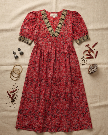 Pure Ajrakh Cotton Handcrafted Festive Gown