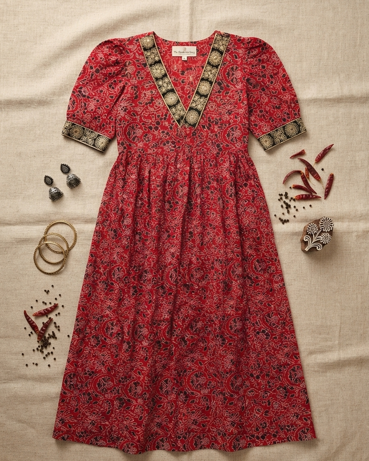 Pure Ajrakh Cotton Handcrafted Festive Gown