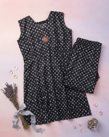 Traditional Bandhani Print Cotton Kurti Set