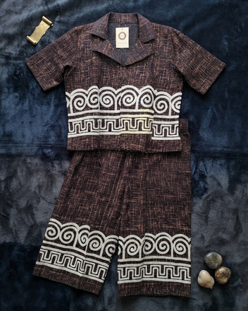 Geometric Embroidered Soft Cotton Co-Ord Set with Palazzo