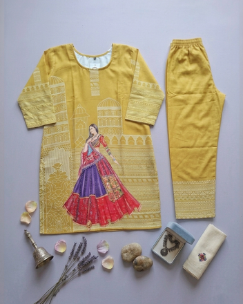 Heritage Print Modal Silk Kurti Set with Pant