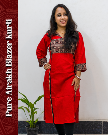 Blazer Ajrakh Kurti