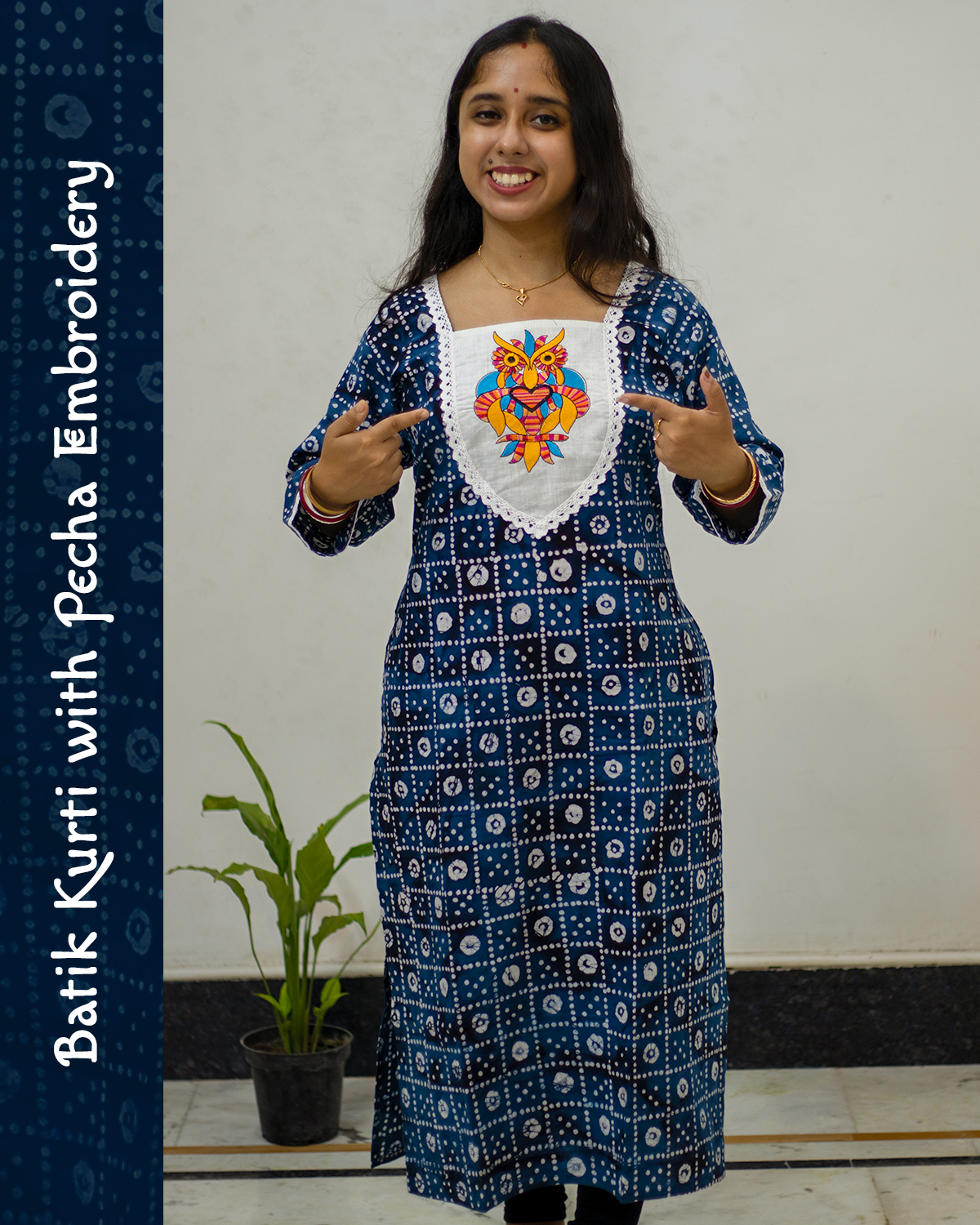 Batik Kurti with Pecha Embroidery
