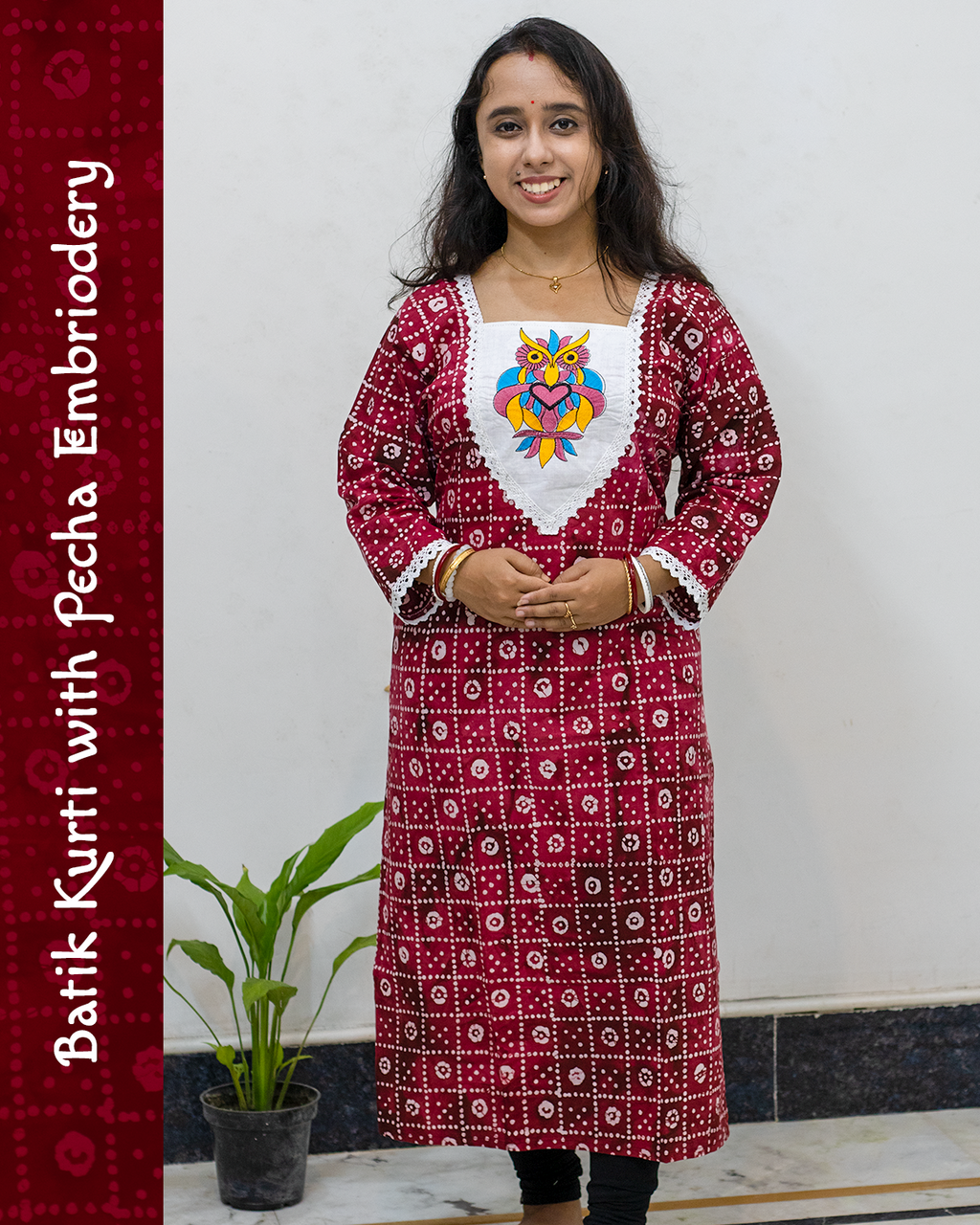 Batik Kurti with Pecha Embroidery