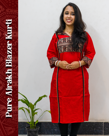 Blazer Ajrakh Kurti
