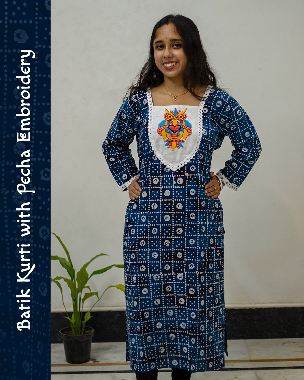 Batik Kurti with Pecha Embroidery