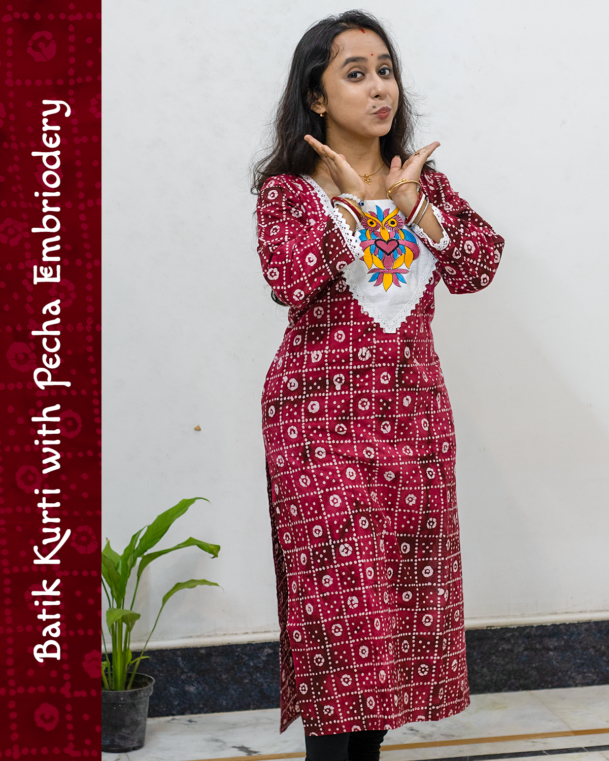 Batik Kurti with Pecha Embroidery