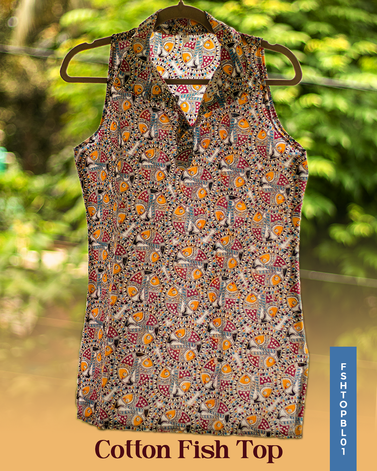 Fish Print Cotton Top