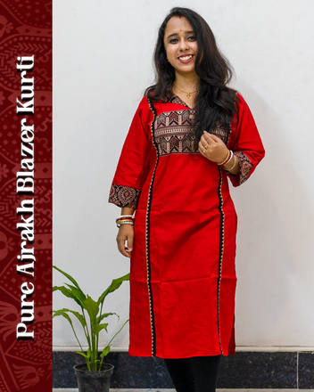 Blazer Ajrakh Kurti