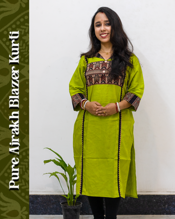 Blazer Ajrakh Kurti