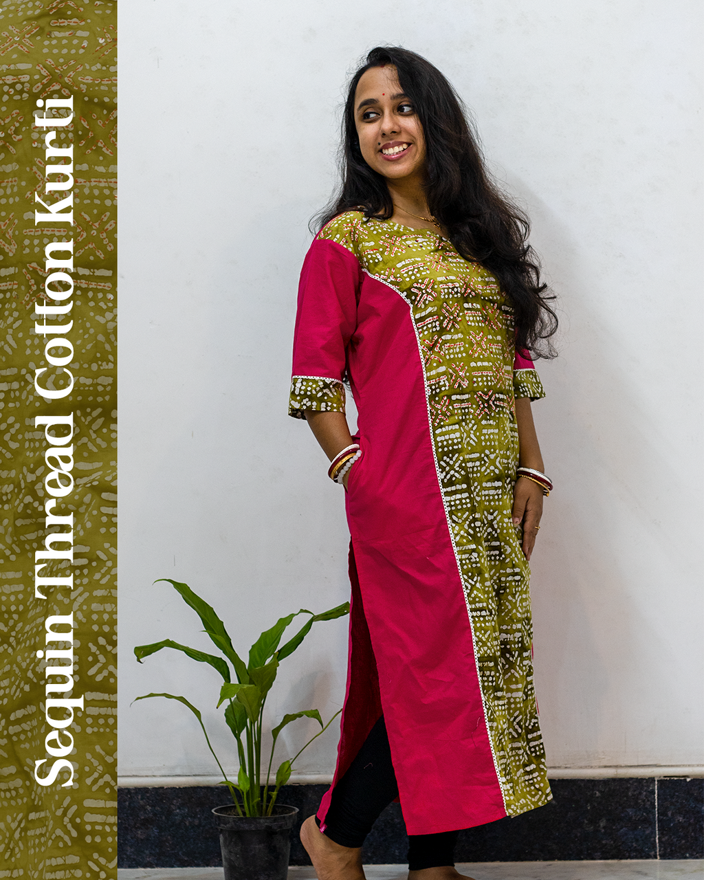 Sequin Thread Cotton Kurti