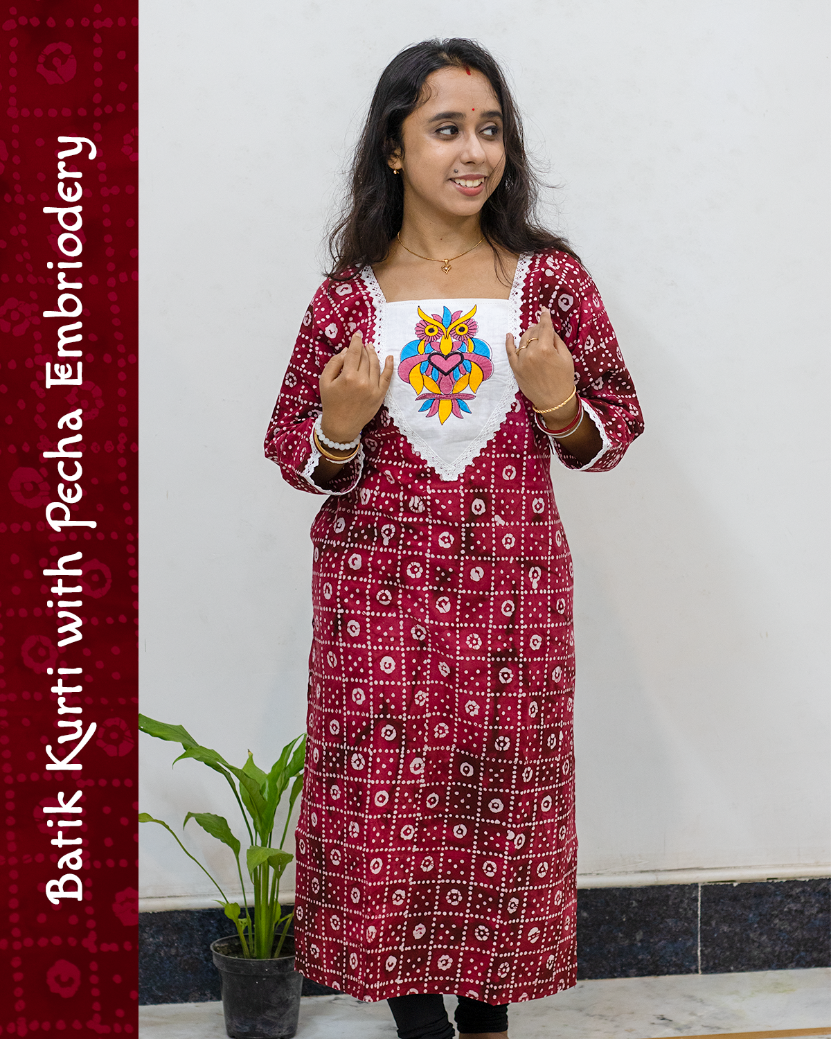 Batik Kurti with Pecha Embroidery