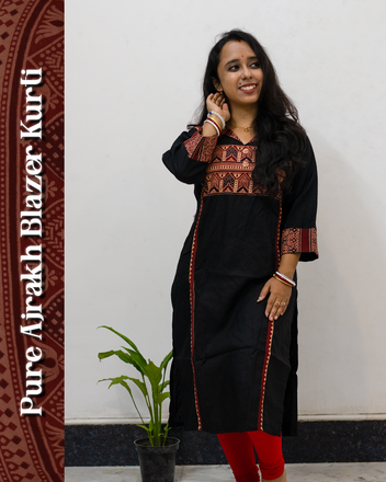 Blazer Ajrakh Kurti