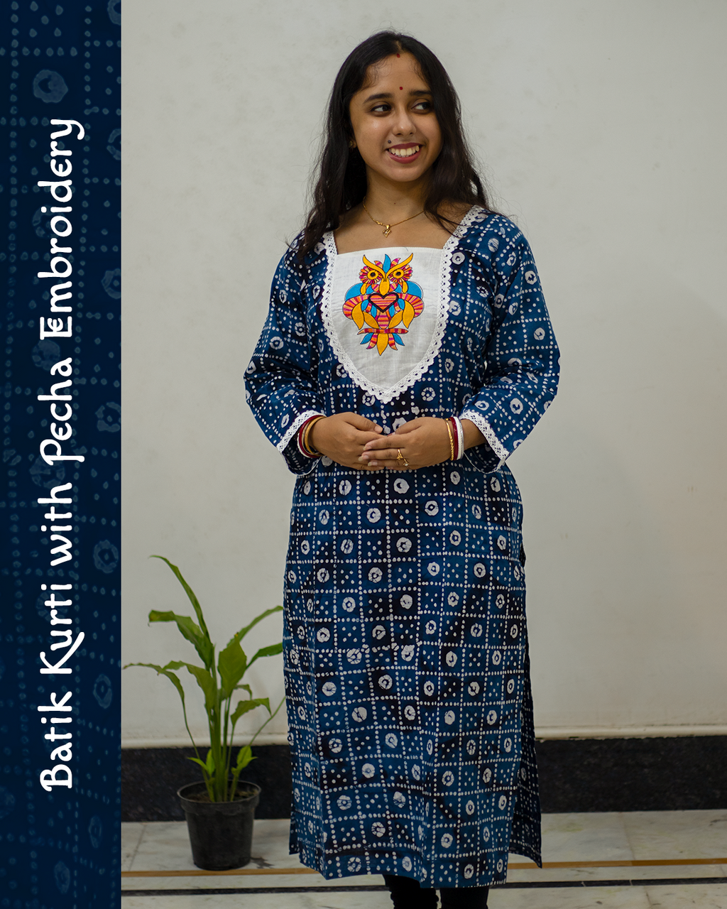Batik Kurti with Pecha Embroidery