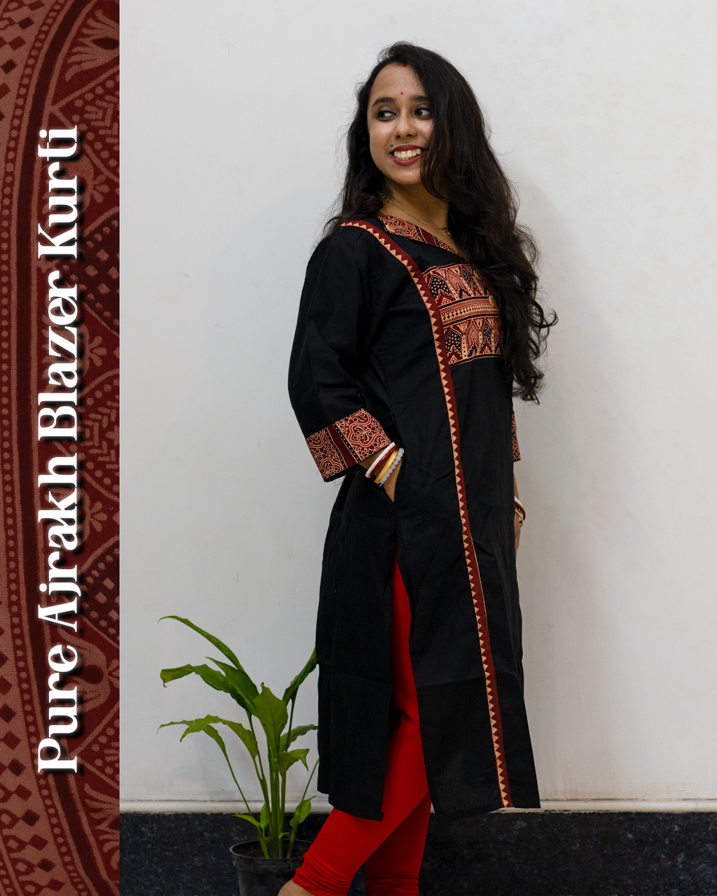 Blazer Ajrakh Kurti