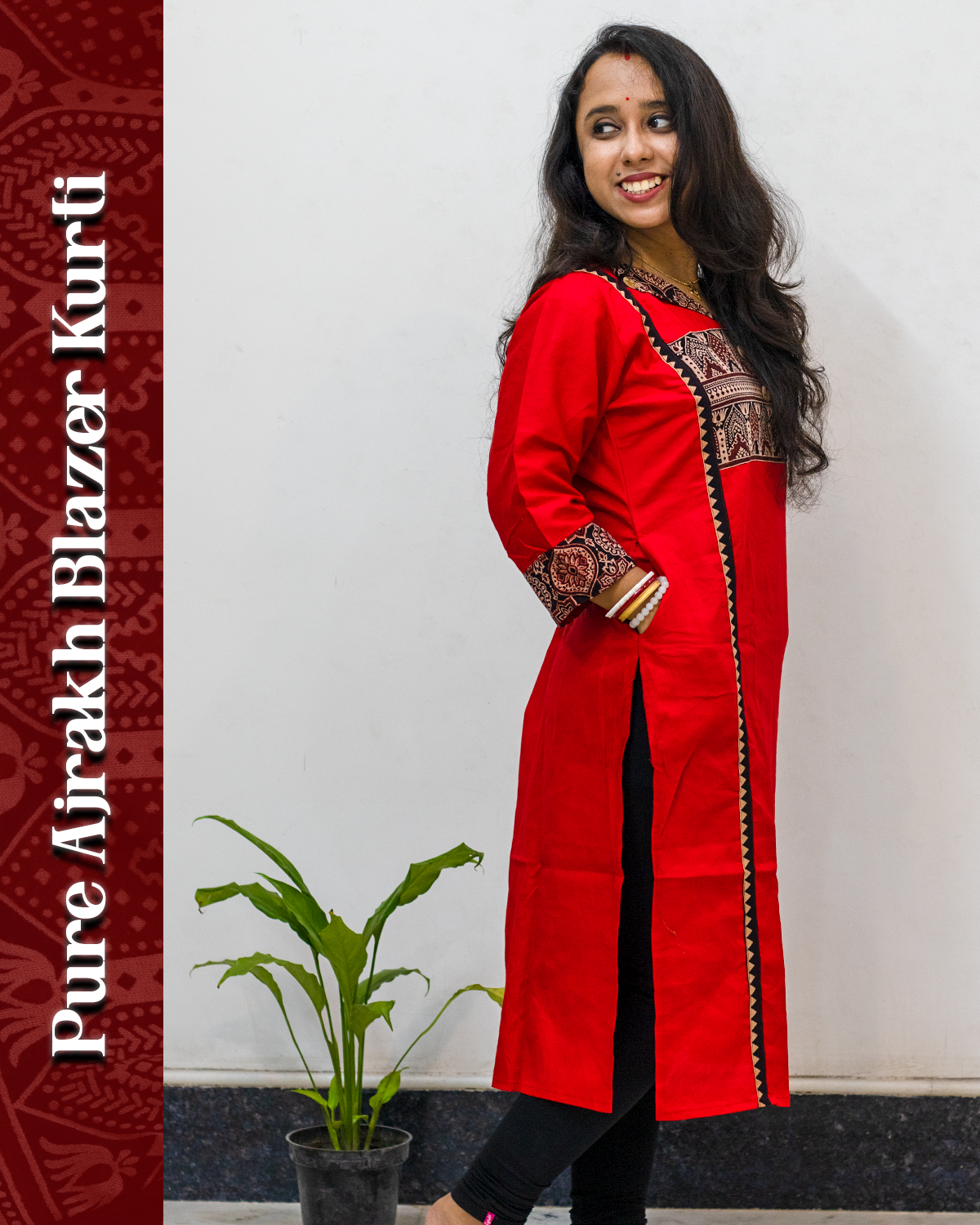 Blazer Ajrakh Kurti