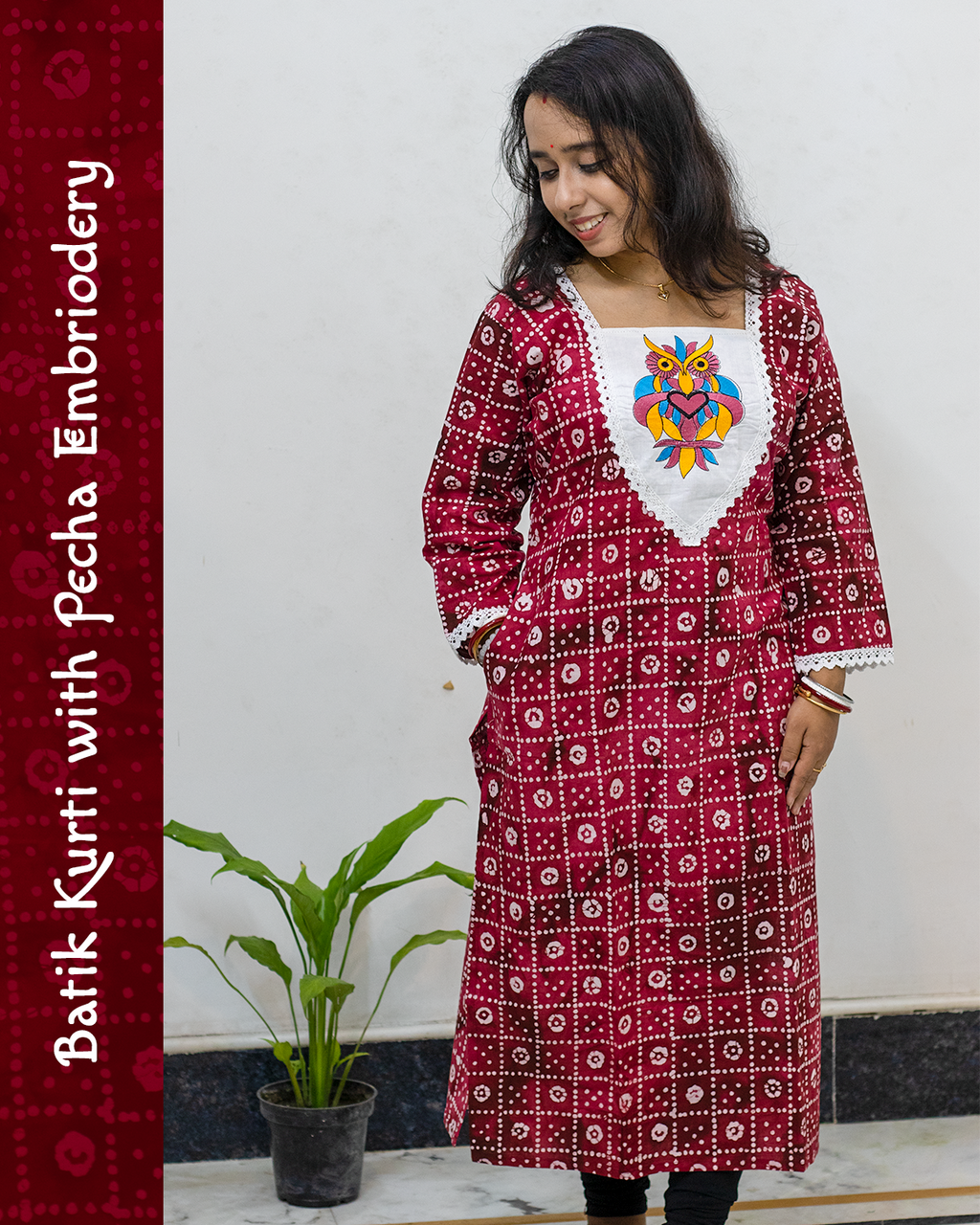 Batik Kurti with Pecha Embroidery