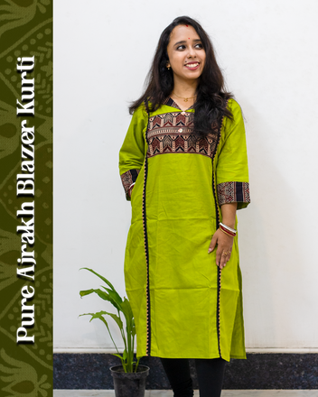 Blazer Ajrakh Kurti