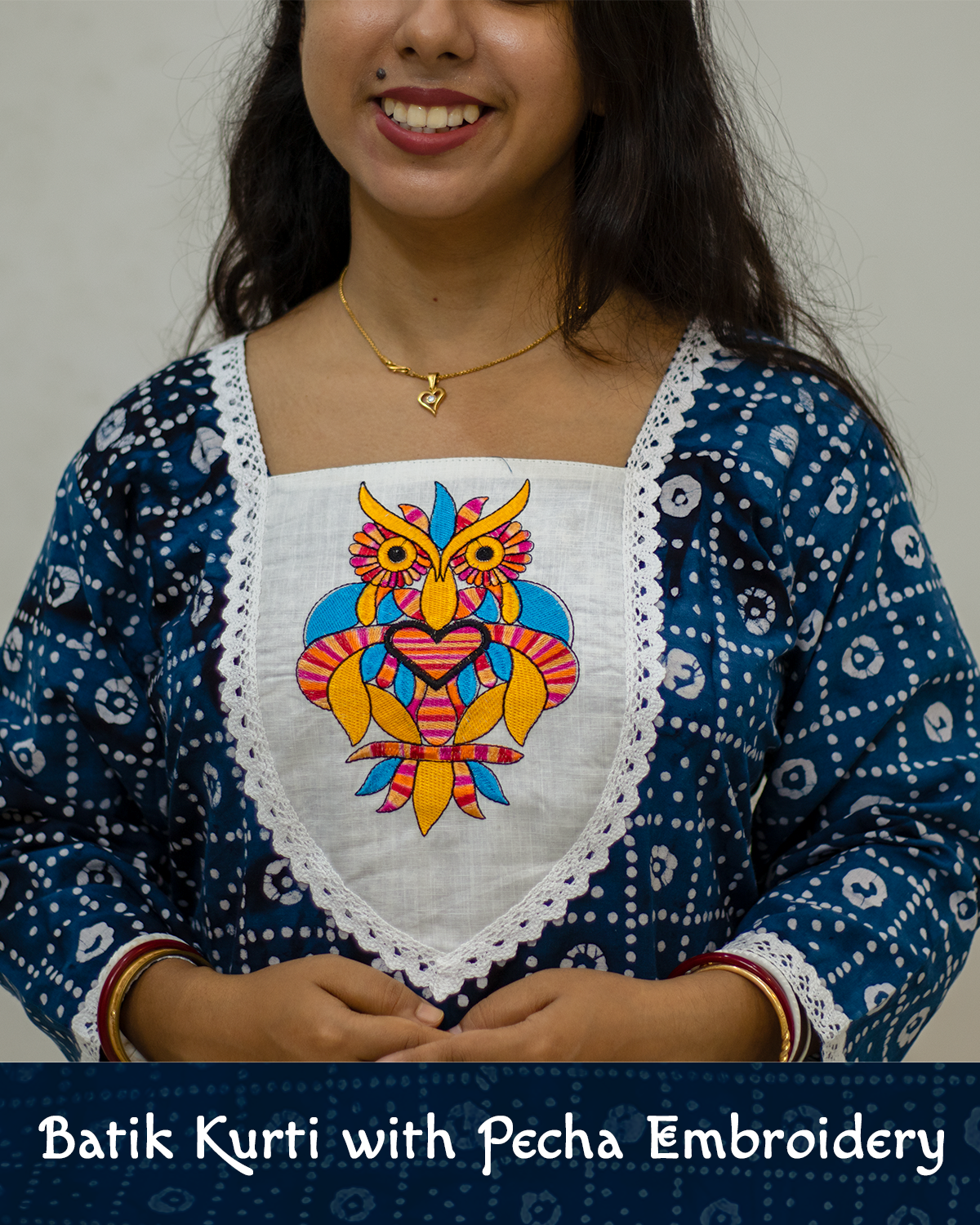 Batik Kurti with Pecha Embroidery