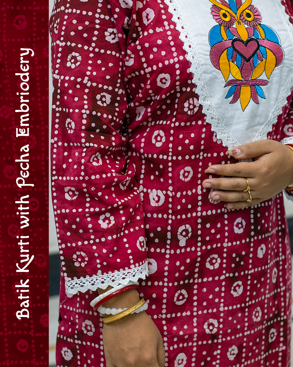 Batik Kurti with Pecha Embroidery