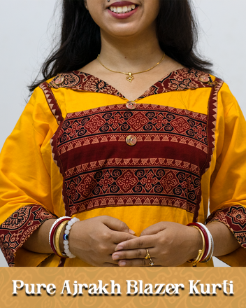 Blazer Ajrakh Kurti