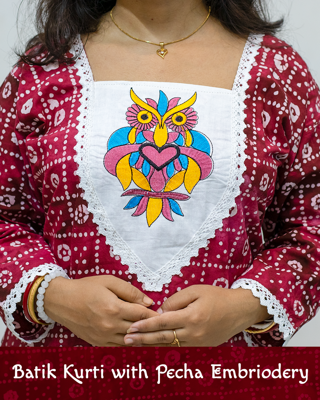 Batik Kurti with Pecha Embroidery