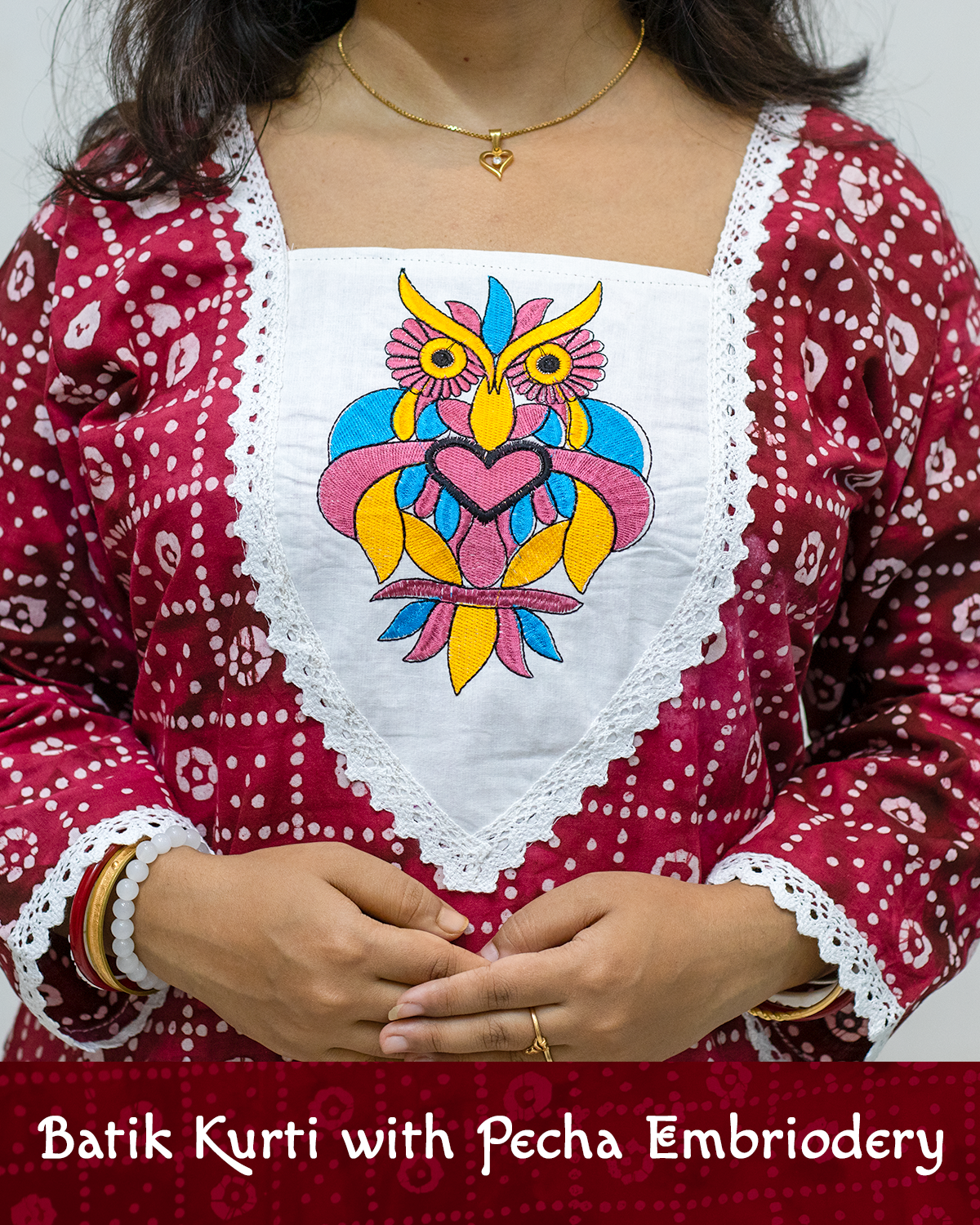 Batik Kurti with Pecha Embroidery