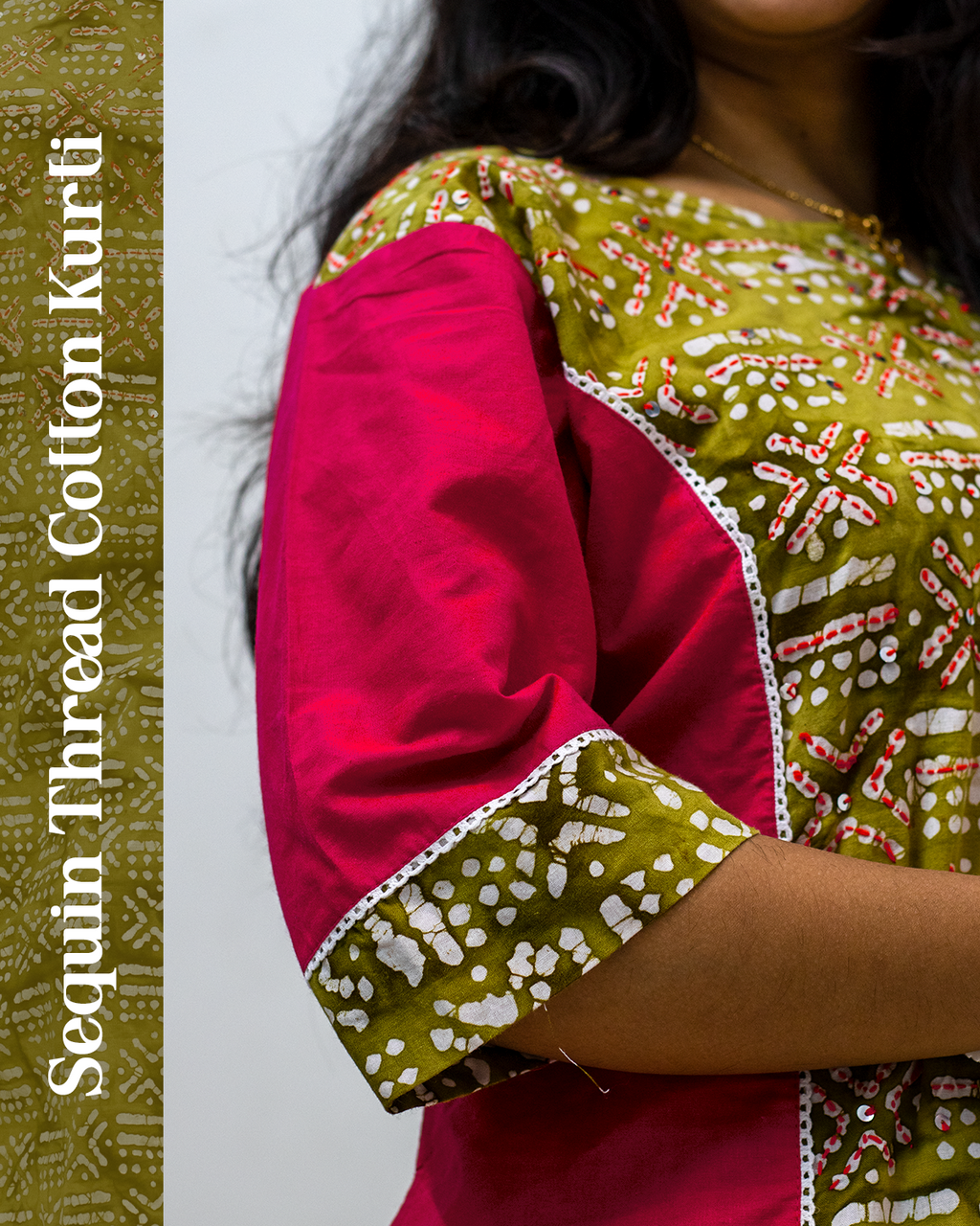 Sequin Thread Cotton Kurti
