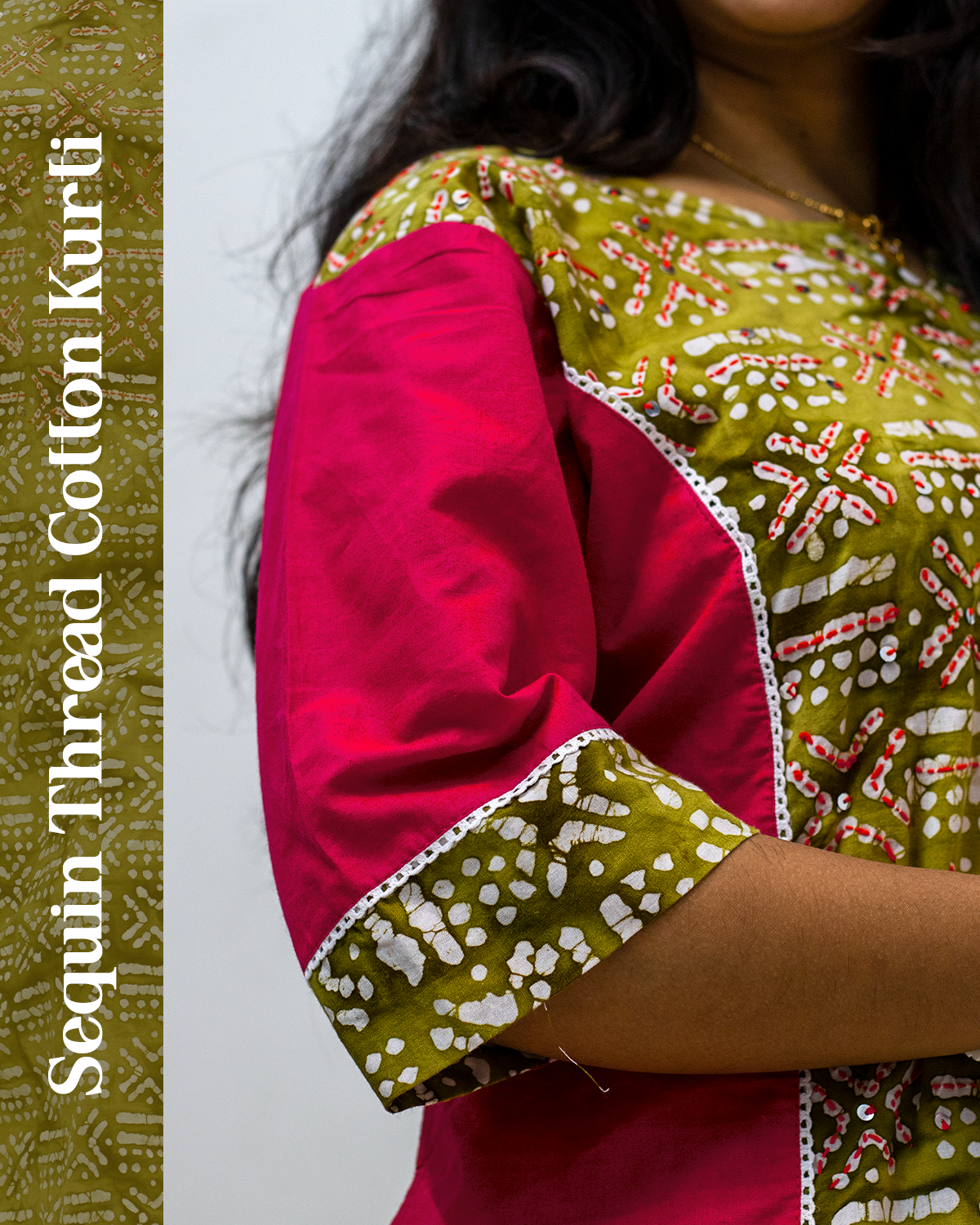 Sequin Thread Cotton Kurti