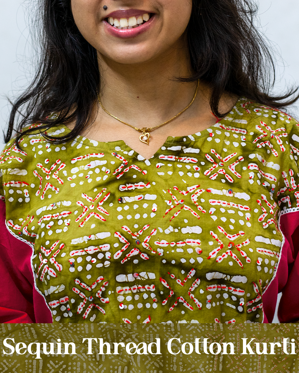 Sequin Thread Cotton Kurti