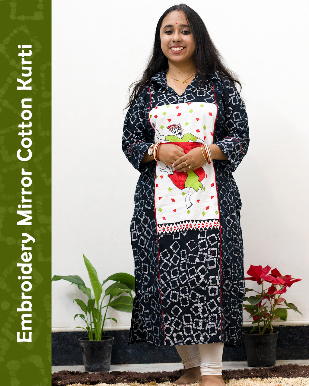 Embroidery Mirror Cotton Kurti