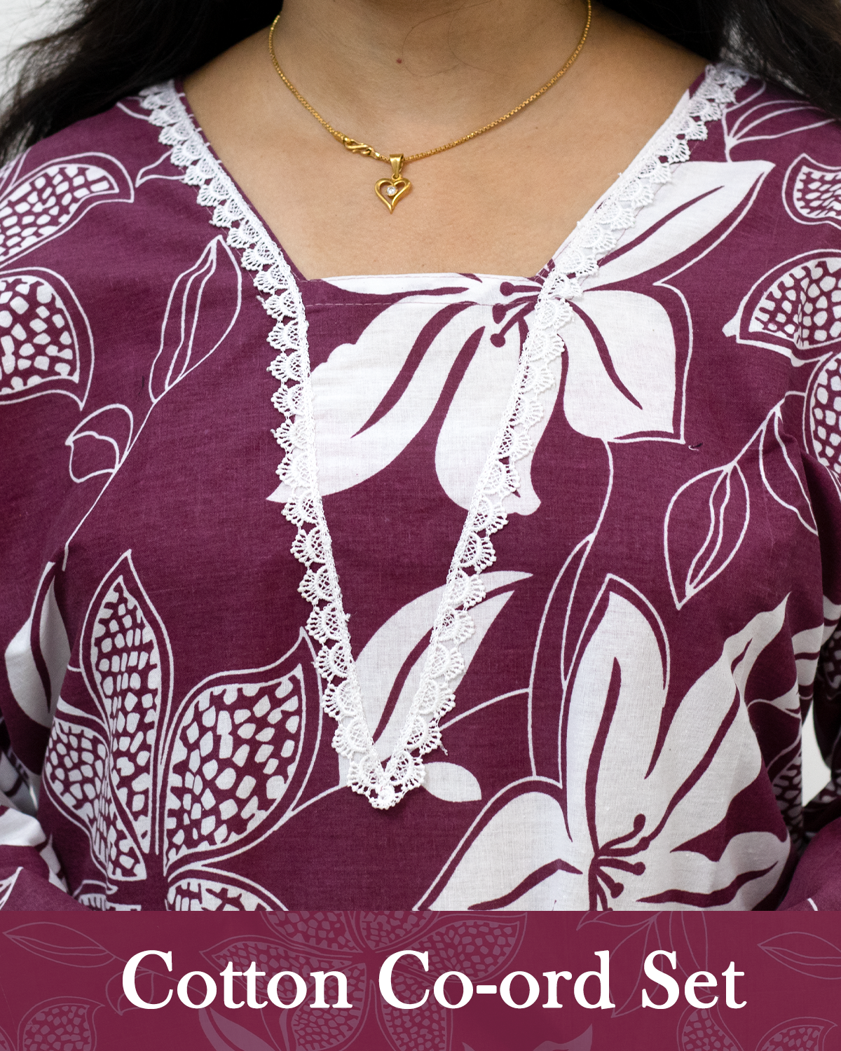 V Neck Cotton Co-Ord Set