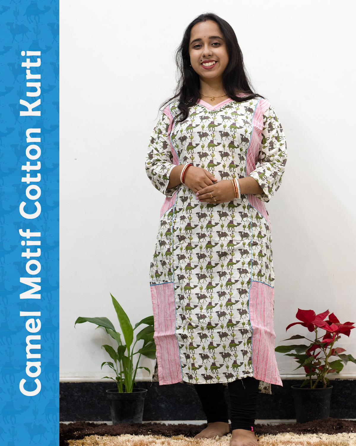 Jaipuri Camel Motif Cotton Kurti