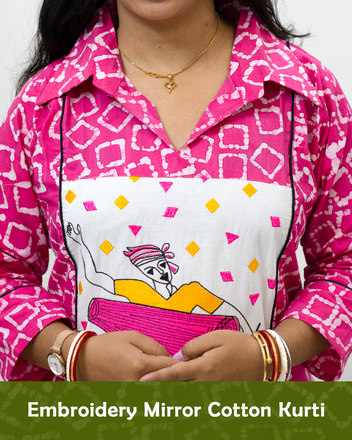 Embroidery Mirror Cotton Kurti