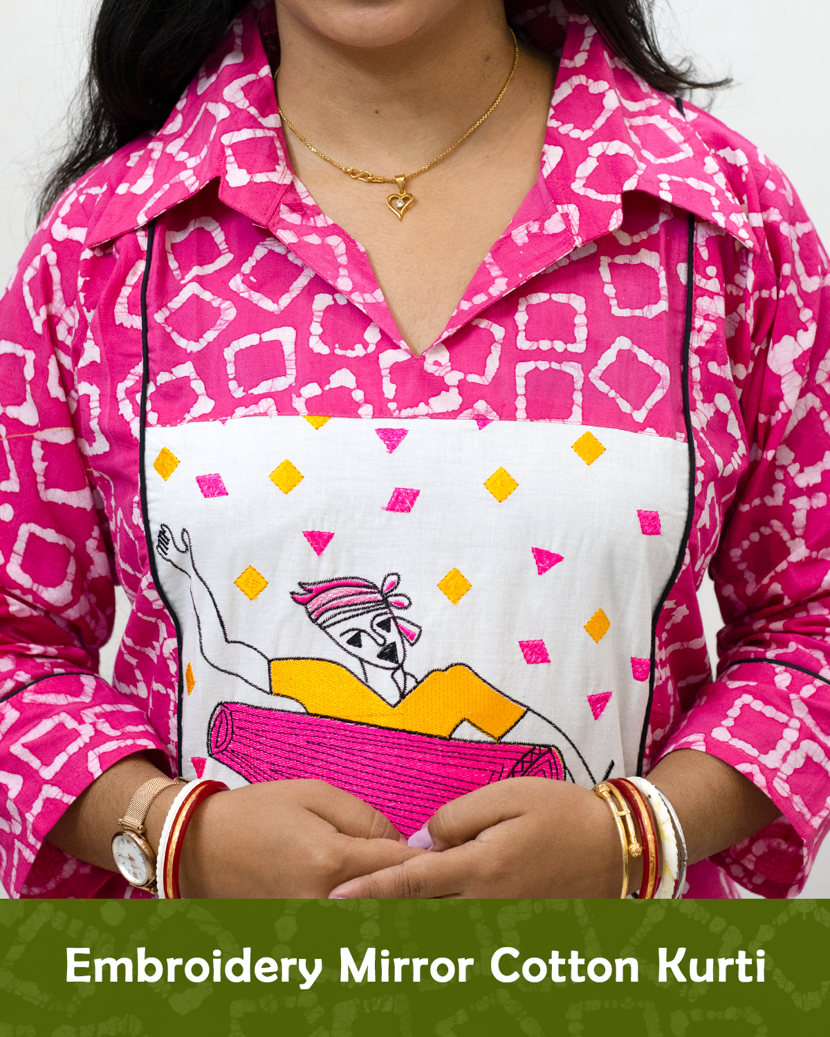 Embroidery Mirror Cotton Kurti