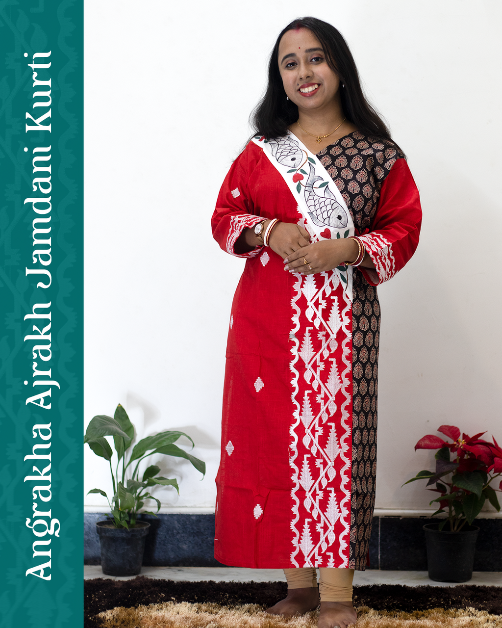 Angrakha Ajrakh Jamdani Kurti